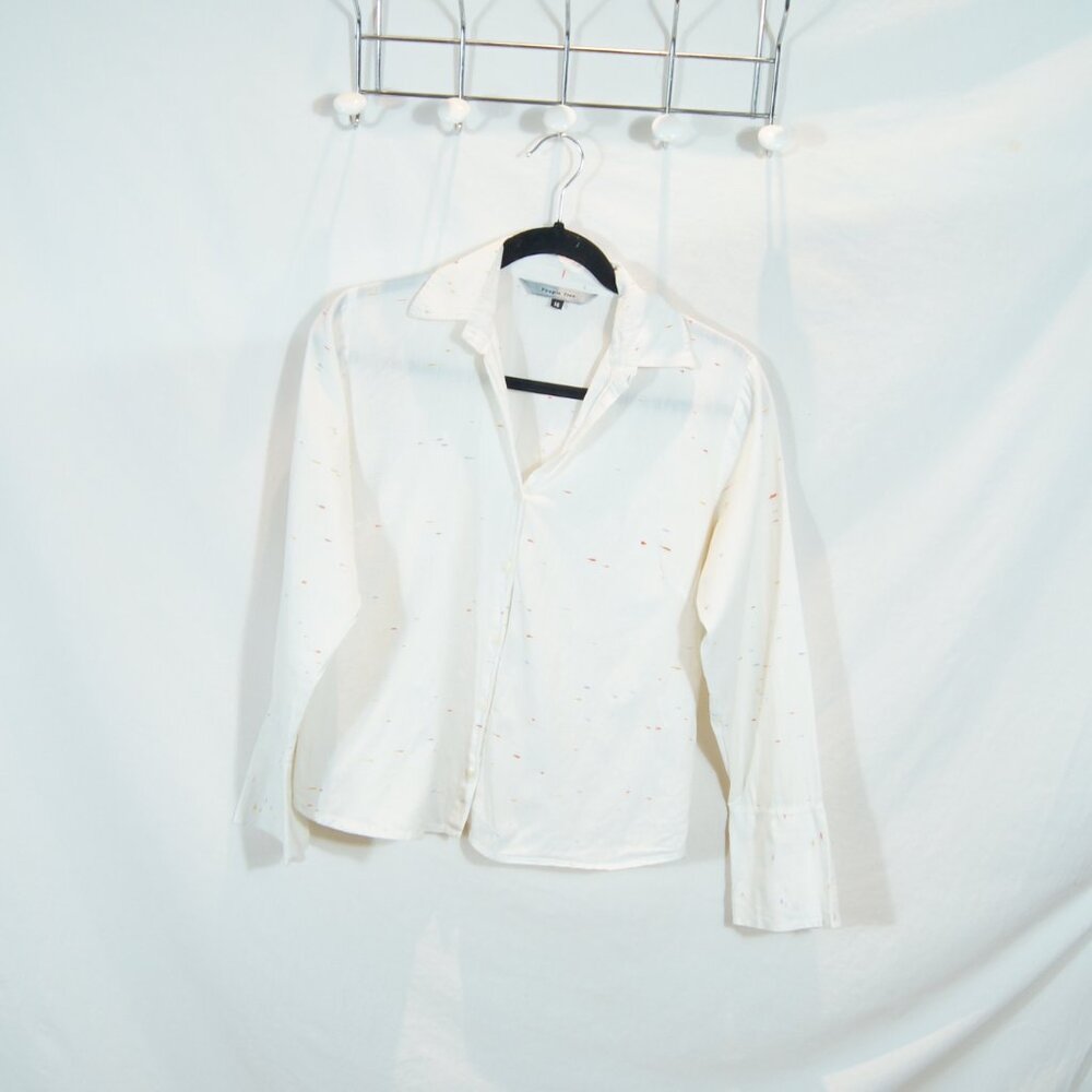 People Tree Women’s White Speckled Organic Cotton Button Up Shirt Size 14 - Picture 6 of 8
